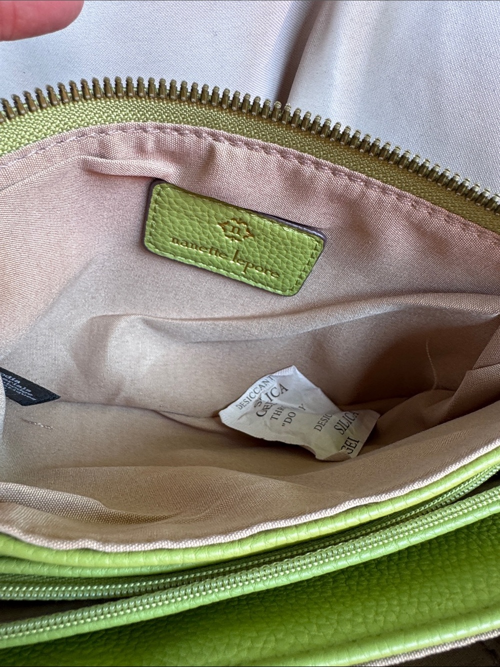 Nanette Lepore Lime Green Pebbled Leather Crossbody with Tassel - Picture 3 of 5